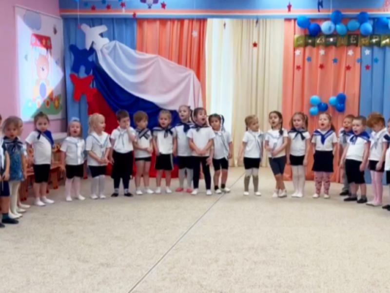 Музыкально-спортивное развлечение к 23 февраля в группе № 2